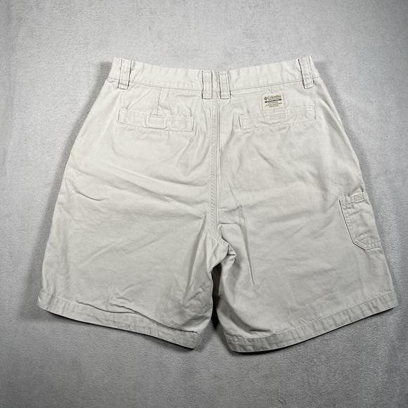 VTG Columbia Cargo Shorts Women's 10 Ivory 100% Cotton Zip-Fly Snap‎ Button - Picture 2 of 10